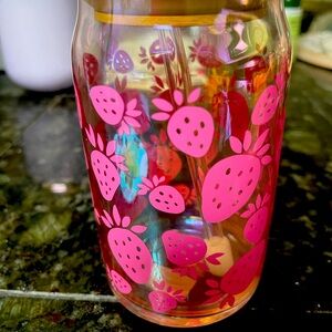 Strawberry Glass cup for drinking coffee